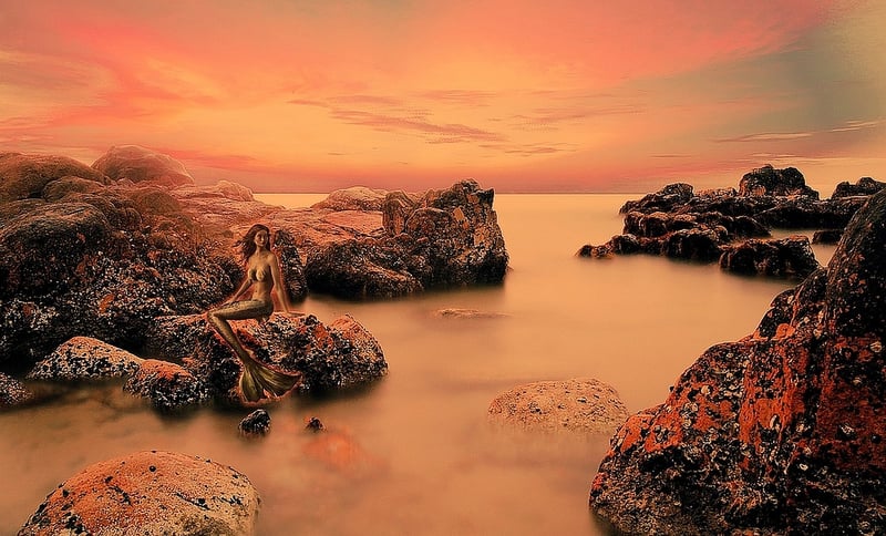 Mermaid in a fantasy landscape